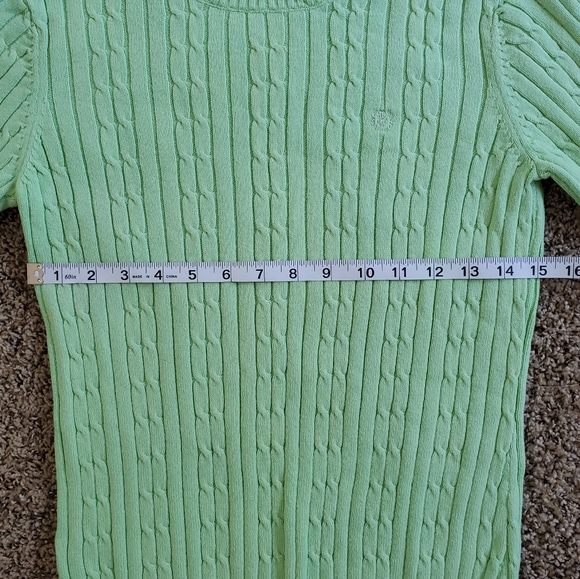 ❌️SOLD❌️ IZOD Green Cableknit Crewneck Sweater, Small - Picture 6 of 6